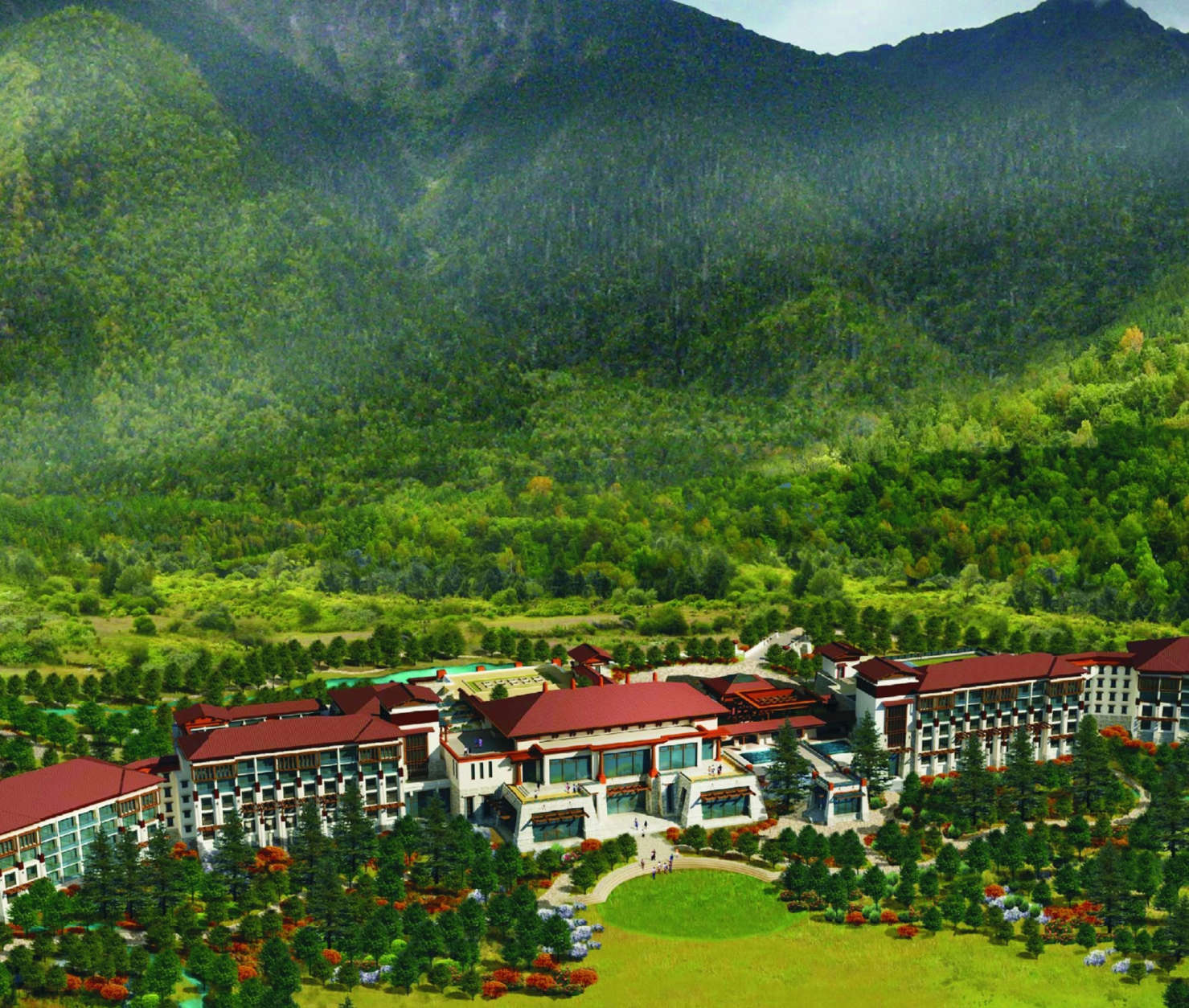 Hilton just opened Hilton Linzhi Resort, between the Himalayas and the Yarlung Zangbo River, on 800 acres at an elevation of about 9,800 feet. (Courtesy Hilton)