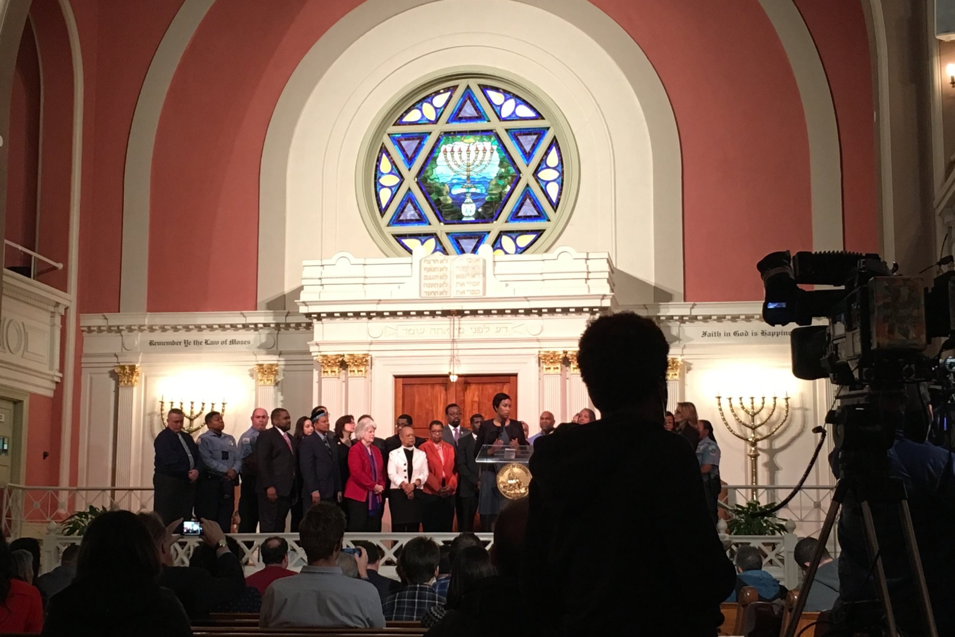 During a news conference on hate crimes Friday at the Sixth & I Historic Synagogue, Mayor Muriel Bowser vowed to work toward improving the situation.
(WTOP/Kate Ryan)