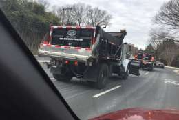 Throughout the D.C. region, salt trucks spent Monday pretreating the roads. (WTOP/Rich Johnson)