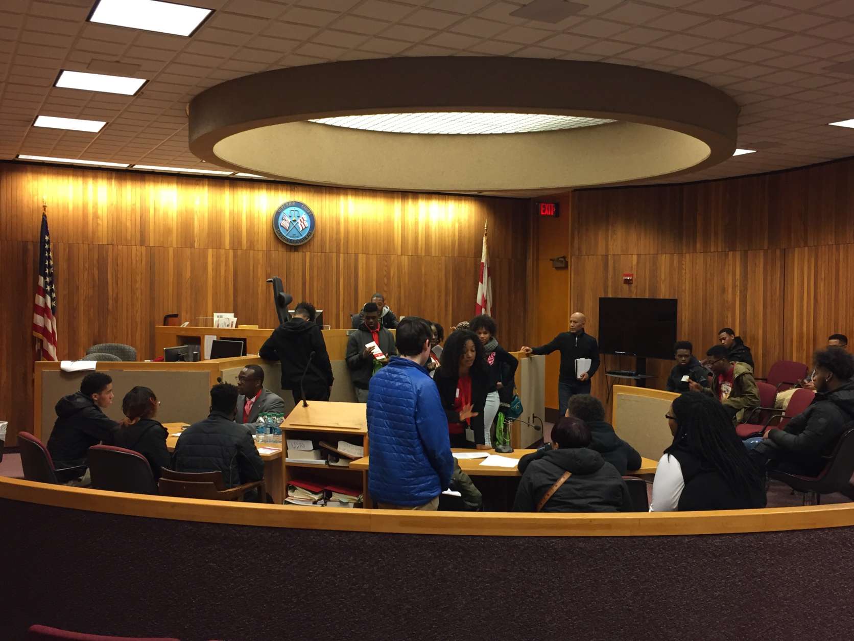 Students had an up close look at the legal system as part of the annual DC Youth Law Fair. Hosted by the DC Bar Association, the fair is a chance for kids to see a courtroom and holding cells and meet with judges on friendlier terms. (WTOP/John Domen)