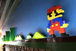 Behind the Mario bar, staff created a Lego installation, further reminding visitors of their childhood. (WTOP/Megan Cloherty)