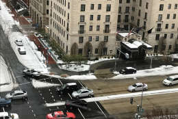 The intersection of 16th and M streets in D.C. on Tuesday. (Courtesy John Katz)