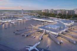A rendering of the exterior of the planned new terminal at Reagan National Airport. (Courtesy MWAA)