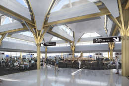 A rendering of the interior of the planned new terminal at Reagan National Airport. (Courtesy MWAA)