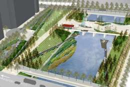A rendering of the possible future of South Park at Potomac Yard. (Courtesy Arlington County)