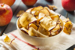 Baked Dehydrated Apples Chips in a Bowl