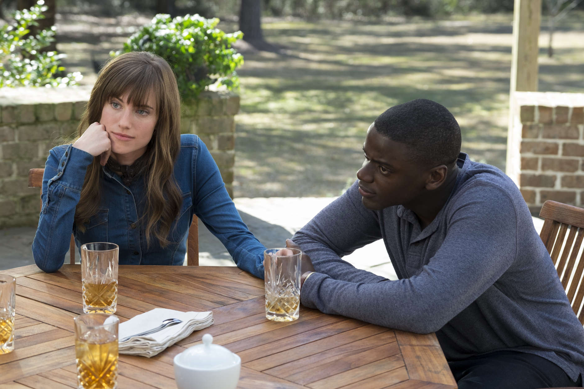 This image released by Universal Pictures shows Allison Williams, left, and Daniel Kaluuya in a scene from, "Get Out." (Justin Lubin/Universal Pictures via AP)