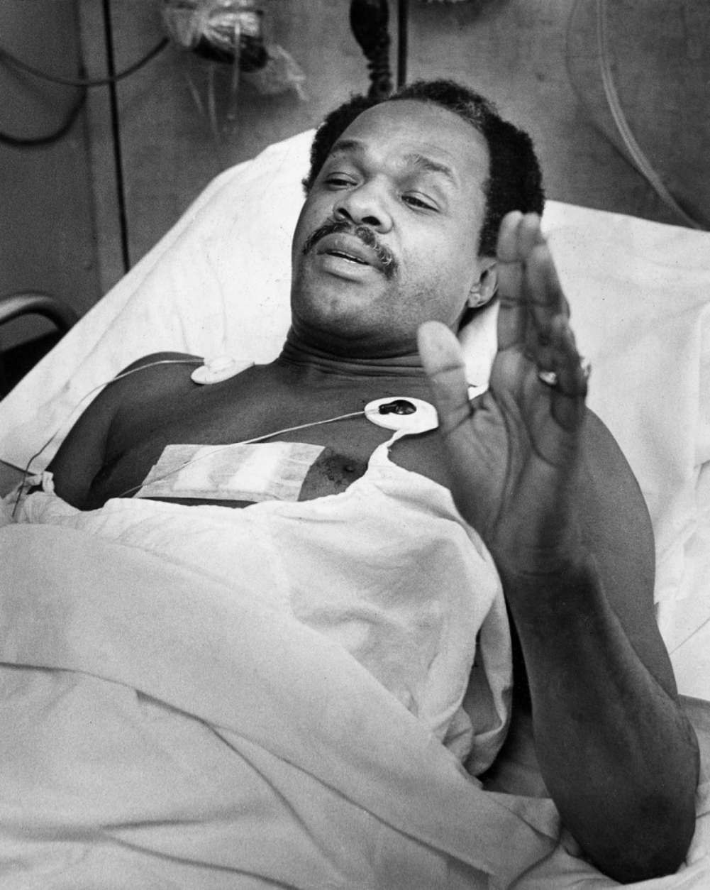 Then-Council member Marion Barry recovering after being hit by a stray shotgun pellet during the Hanfi Siege in D.C. (Courtesy D.C. Council)