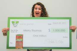 Merry Thomas won $1 million in the Virginia Loettry on Monday and said, "I've been freaking out since then!" (Courtesy Virginia Lottery)