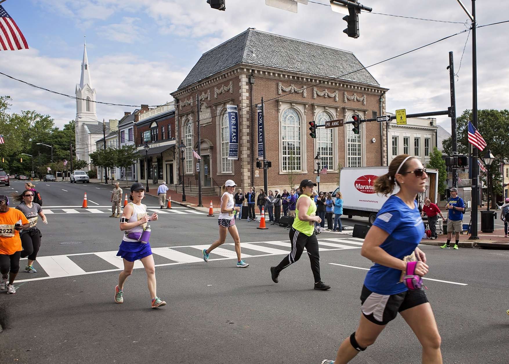 Participants of the 9th Annual Marine Corps Historic Half (MCHH) run the 13.1-mile route from the Fredericksburg Expo Center into historic downtown areas of Fredericksburg, Va., May 15, 2016. The MCHH attracts over 8,000 participants annually and now features the Marine Corps Semper 5ive. (U.S. Marine Corps photo by James H. Frank/Released)
