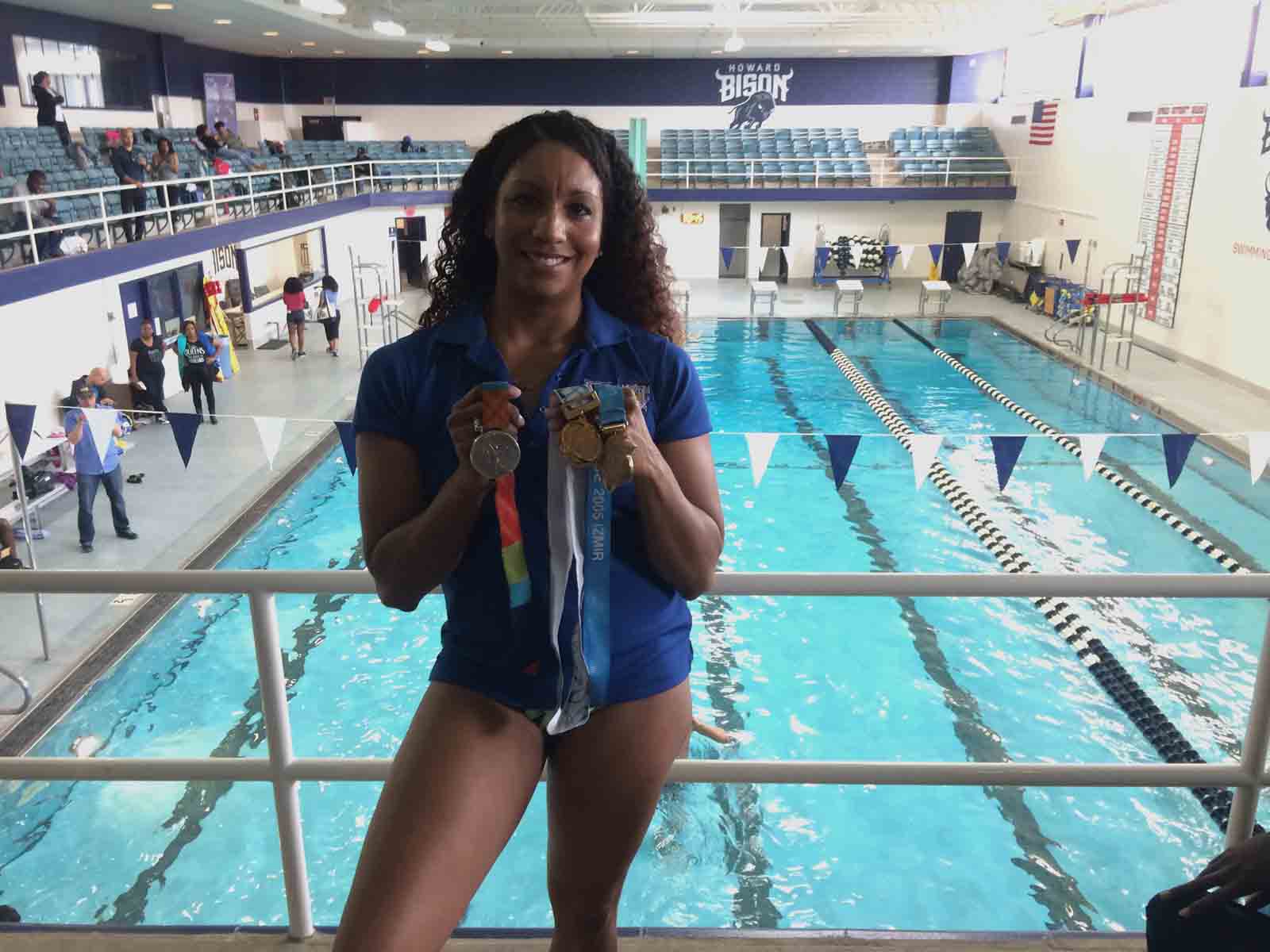 Maritza McClendon is the first female African-American swimmer to earn a spot on the U.S. Olympic team. She won a silver medal as part of the 400m free relay team at the 2004 Athens Games. (WTOP/Dick Uliano) 