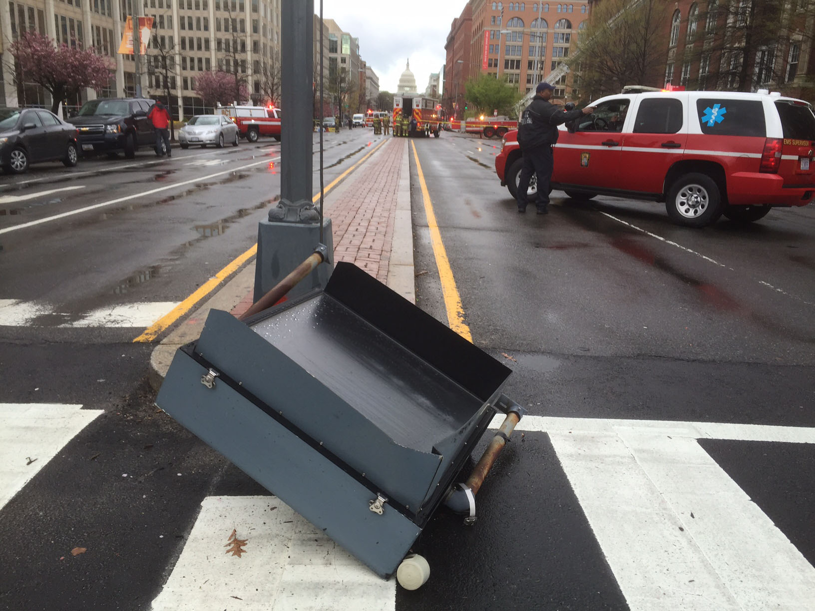 Debris on North Capitol Street in D.C. (WTOP/Dave Dildine)