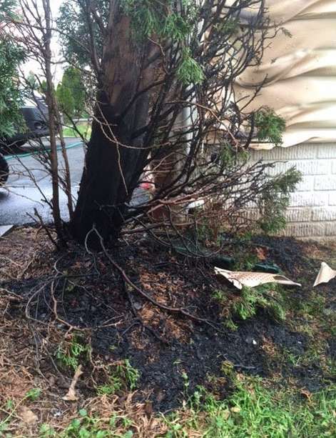 A mulch fire can quickly spread to shrubbery or flammable home exteriors (Loudoun County Fire and Rescue)