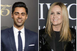 In this combination photo, Hasan Minhaj attends the 75th Annual Peabody Awards Ceremony on May 21, 2016, in New York, left, and Samantha Bee attends the IWC Schaffhausen Tribeca Film Festival event on April 20, 2017, in New York. On Saturday, April 29, Minhaj will host the annual White House Correspondents' Dinner in Washington while Bee will be hosting the "Not the White House Correspondents’ Dinner" in Washington. (Photo by Evan Agostini, left, and Charles Sykes/Invision/AP, File)