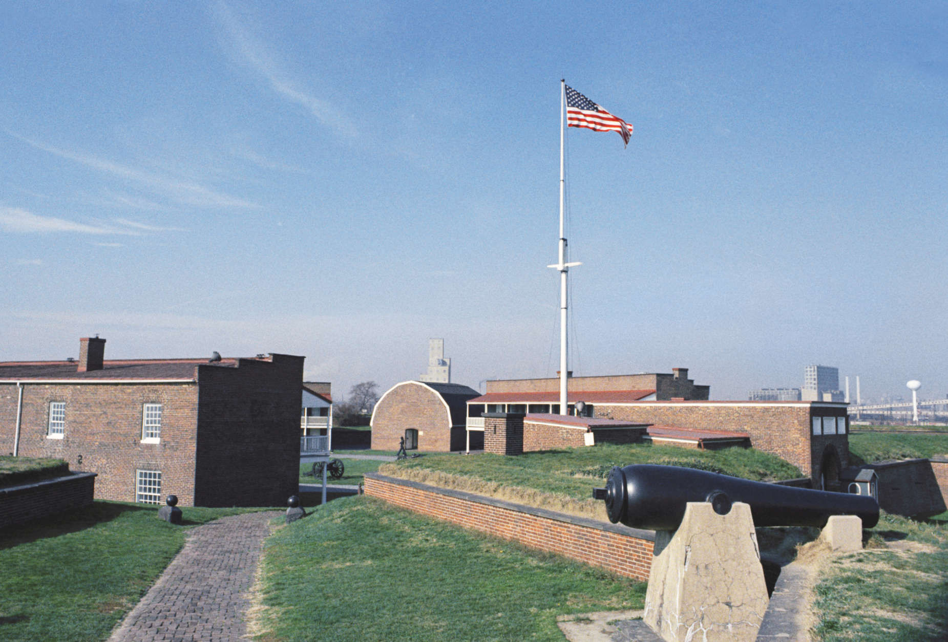 FILE - In this undated image, a flag flies at Fort McHenry in Baltimore, Md., where Francis Scott Key wrote "The Star-Spangled Banner," and shot off the cannon which defended the city against the British in an undated photo. (AP Photo, File)