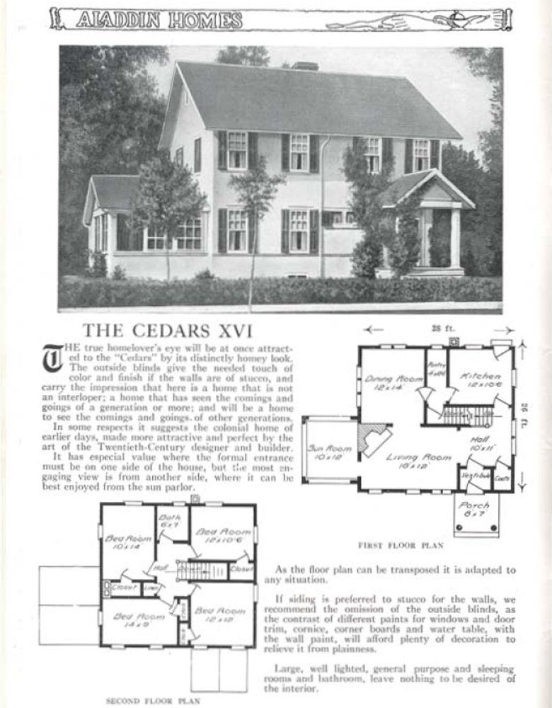 A screen shot of a kit house available for order in the 1920 Aladdin Homes catalog, as archived by the University of Maryland. 