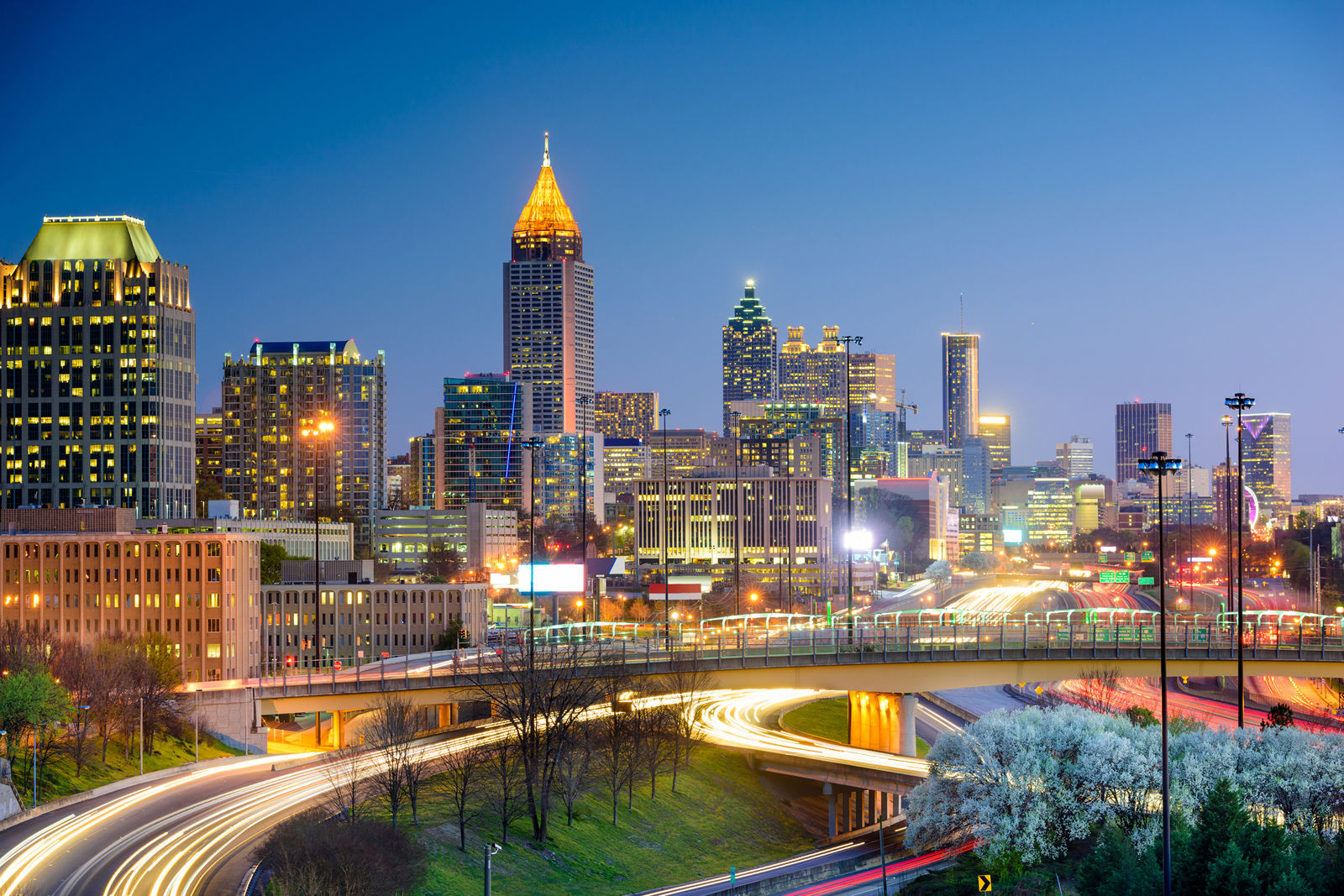 Atlanta, Georgia, USA downtown cityscape and highways.