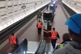 Authorities practice emergency responses during a drill at the Navy yard Metro station. (WTOP/Kathy Stewart)