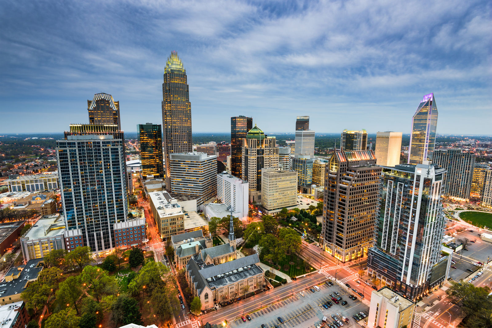 Charlotte, North Carolina, USA uptown cityscape.