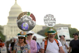 People gather near the U.S. Capitol for the People's Climate Movement before marching to the White House to protest President Donald Trump's enviromental policies April 29, 2017 in Washington, DC. Demonstrators across the country are gathering to demand  a clean energy economy. (Photo by Astrid Riecken/Getty Images)