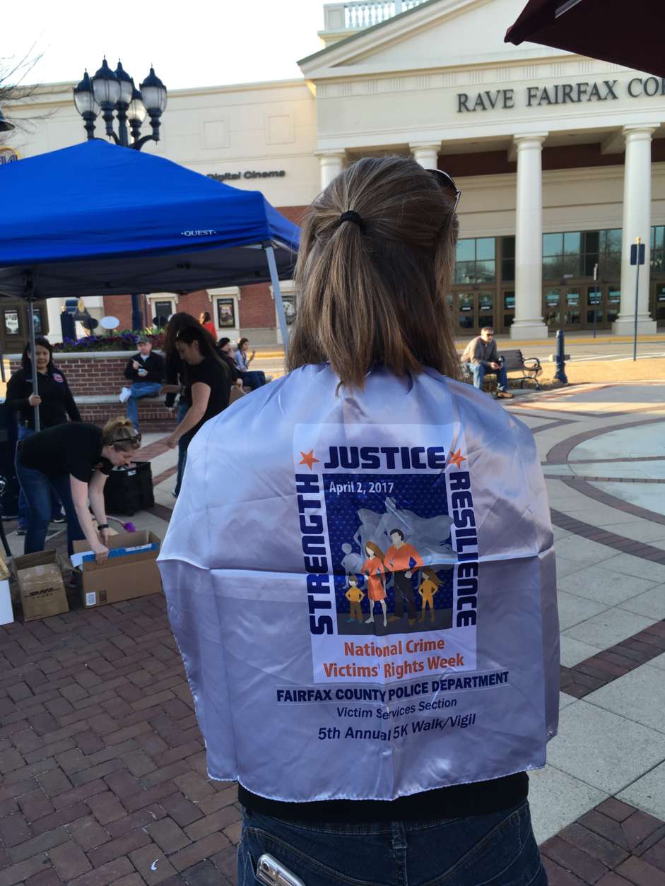 "Superhero capes" were available to participants to show solidarity with crime victims. (WTOP/Liz Anderson)