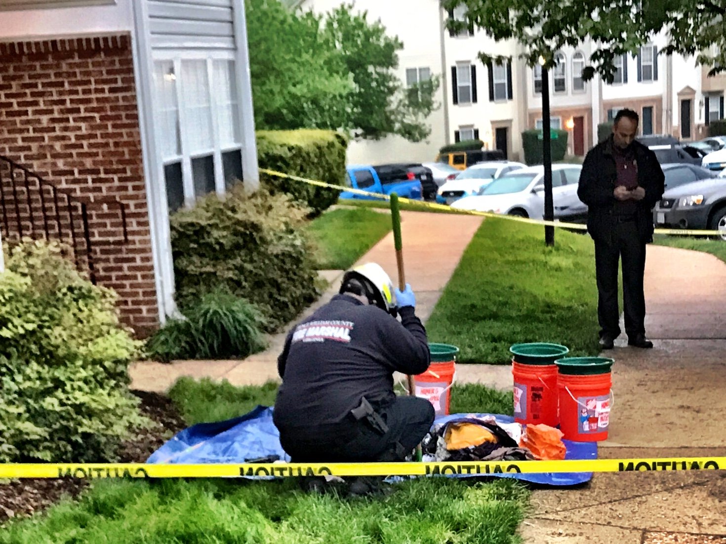 The Prince William County Police Homicide Unit and the Department of Fire and Rescue’s Fire Marshals’ Office are investigating the cause of the fire and the man's death. (WTOP/Neal Augenstein)