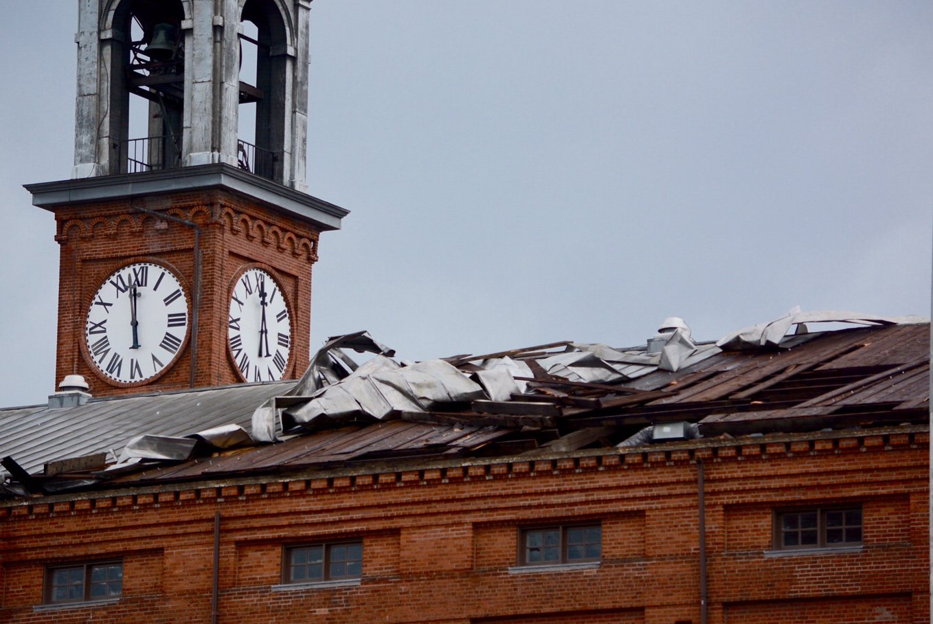Roof damage to St. Aloysius Church in D.C. (WTOP/Dave Dildine)