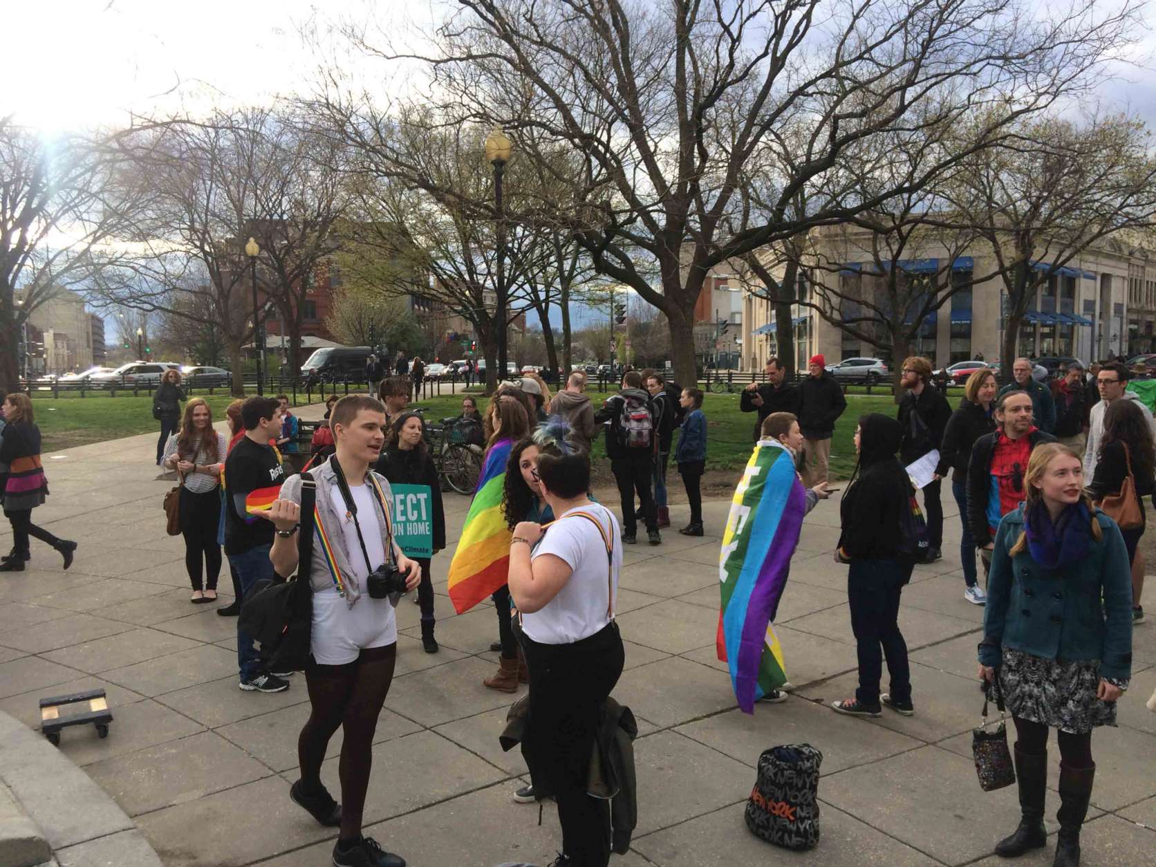 The protest -- The Queer Dance Party for Climate Justice, as one of the organizers called it, is in response to the Trump administration’s executive order for the Environmental Protection Agency to roll back the Obama administration’s climate regulations. (WTOP/Dick Uliano)