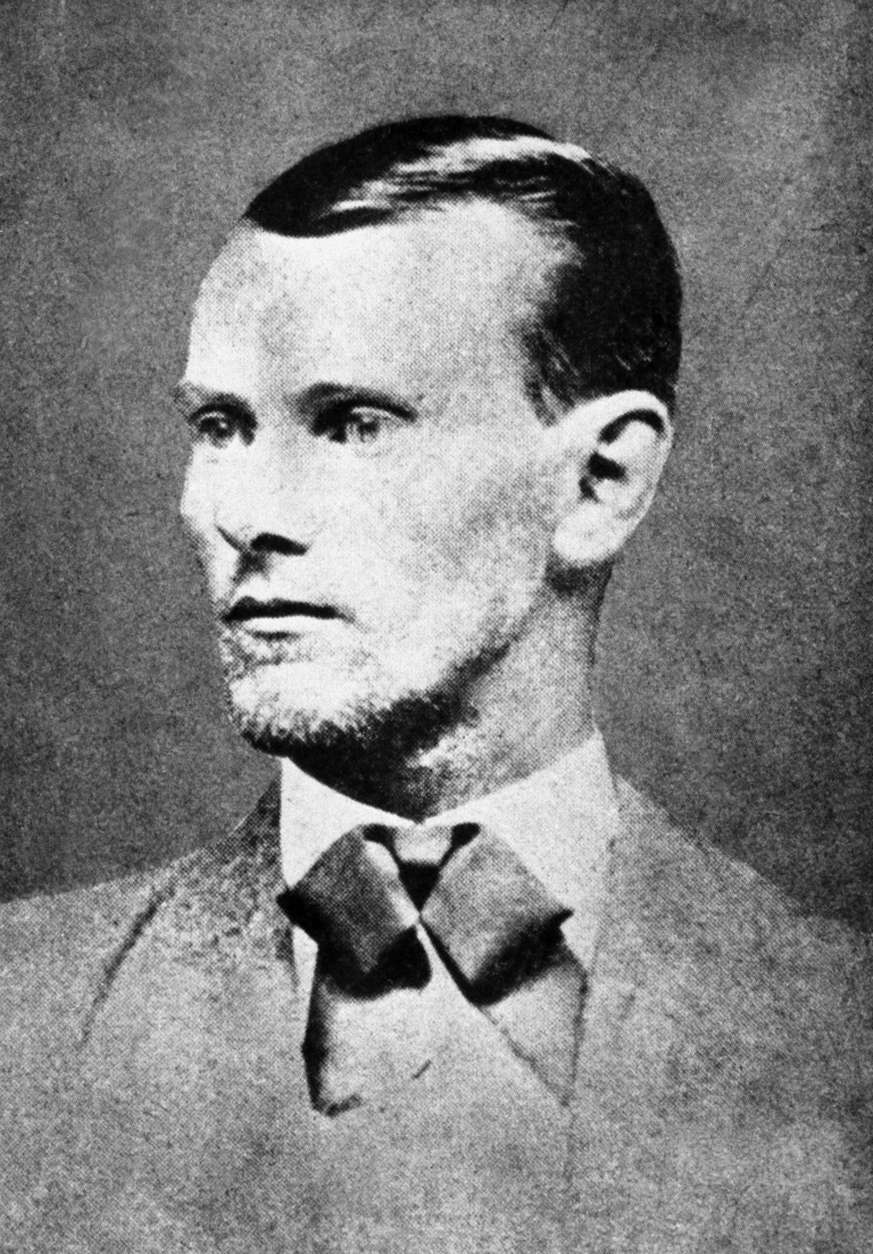 In 1882, outlaw Jesse James was shot to death in St. Joseph, Missouri, by Robert Ford, a member of James' gang.

This is a copy of Jesse James' wedding portrait taken before his marriage in 1874.   James fought in the American Civil War with a Confederate guerrilla force and later formed a gang, robbing banks and trains.  (AP Photo)