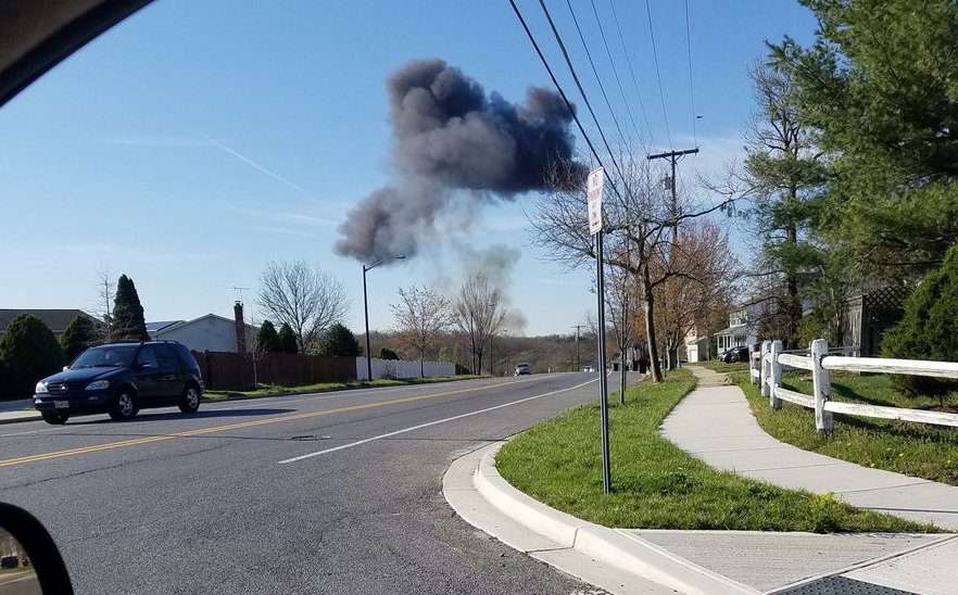 Twitter user Kent Roberson captured this image of smoke rising near Woodyard Road. (Courtesy Kent Roberson/Twitter)