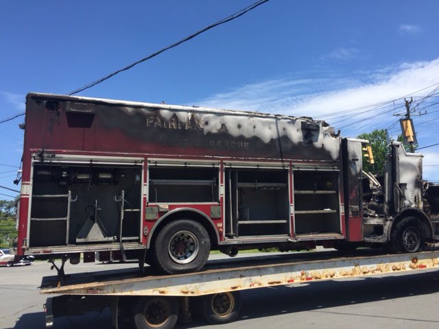 The two-alarm blaze destroyed the backup fire truck and caused a total of $200,000 in damage. (Courtesy Fairfax County Fire and Rescue Department)