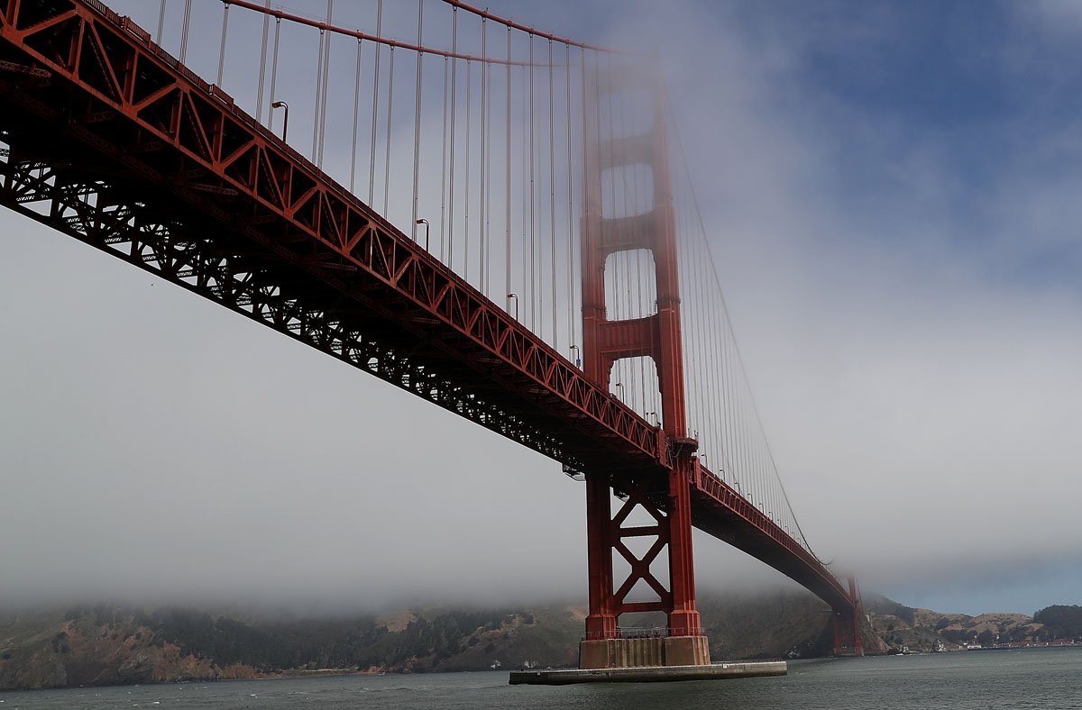 SAN FRANCISCO, CA - JUNE 28:  A view of the Golden Gate Bridge on June 28, 2016 in San Francisco, California. A new video that allegedly supports ISIL has emerged on the internet shows San Francisco's iconic Golden Gate Bridge as well as the office building at 555 California.  (Photo by Justin Sullivan/Getty Images)