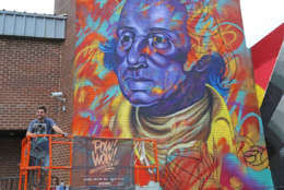 Between May 17 and May 27, 15 artists are creating 15 new murals on buildings throughout NoMa. It's the second year the POW! WOW! festival has brought new murals to the Northeast D.C. neighborhood. (Courtesy Kimberly Cassaday)