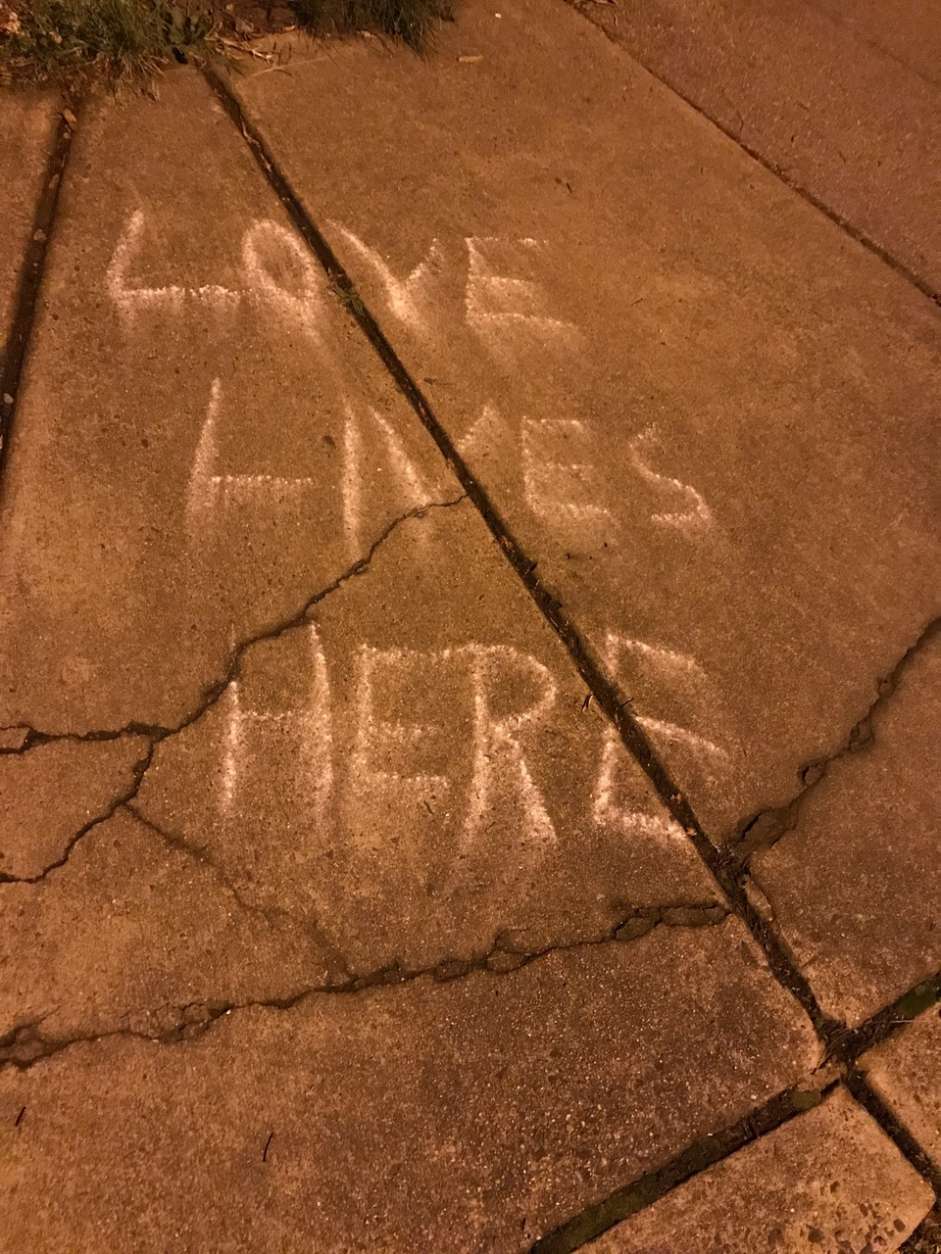 Neighbors responded by plastering the neighborhood with messages of their own. (Courtesy Eric Wagner) 