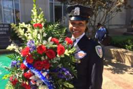 D.C. police cadet Rayshawn Williams at the Washington Area Law Enforcement Officers Memorial Service. (WTOP/Kristi King)