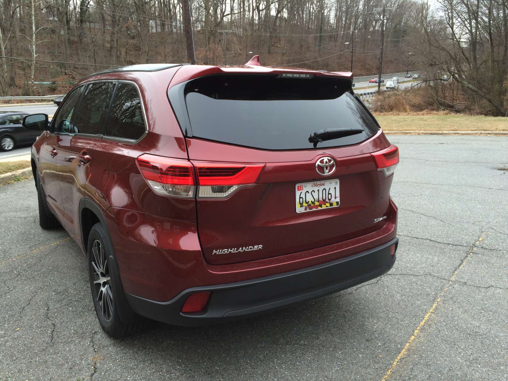 The use of the rear spoiler above the power tailgate even brightens up the usually bland rear of the Highlander. (WTOP/Mike Parris) 
