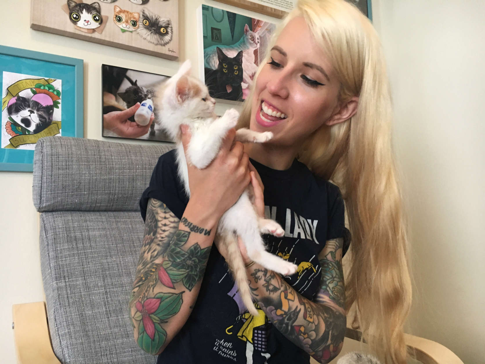 Hannah Shaw began helping neonatal kittens when she found one herself eight years ago. Since establishing "Kitten Lady," a website and organization dedicated to rescuing neonatal (the youngest) kittens, the Mt. Rainier, Maryland, resident figures she's taken in somewhere between 400 and 500 kittens. (WTOP/Kate Ryan)