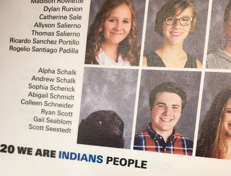 This photo provided by A.J. Schalk shows the yearbook photos of the Stafford High junior and his service dog, Alpha. (Courtesy A.J. Schalk)