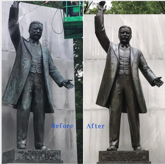 A volunteer group of veterans came out last weekend and gave the statue of the nation's 26th president its first cleaning in several years. (Courtesy National Park Service)