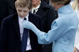 Melania Trump and her son Barron Trump on Inauguration Day 2017. (AP)