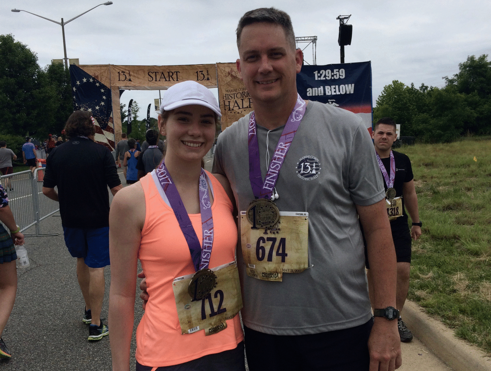 Ryan Rodgers and her dad, Andrew Rodgers after the 2017 Marine Corps Historic Half. It was the pair's 10th running of the event in as many years. (Courtesy Rodgers Family)