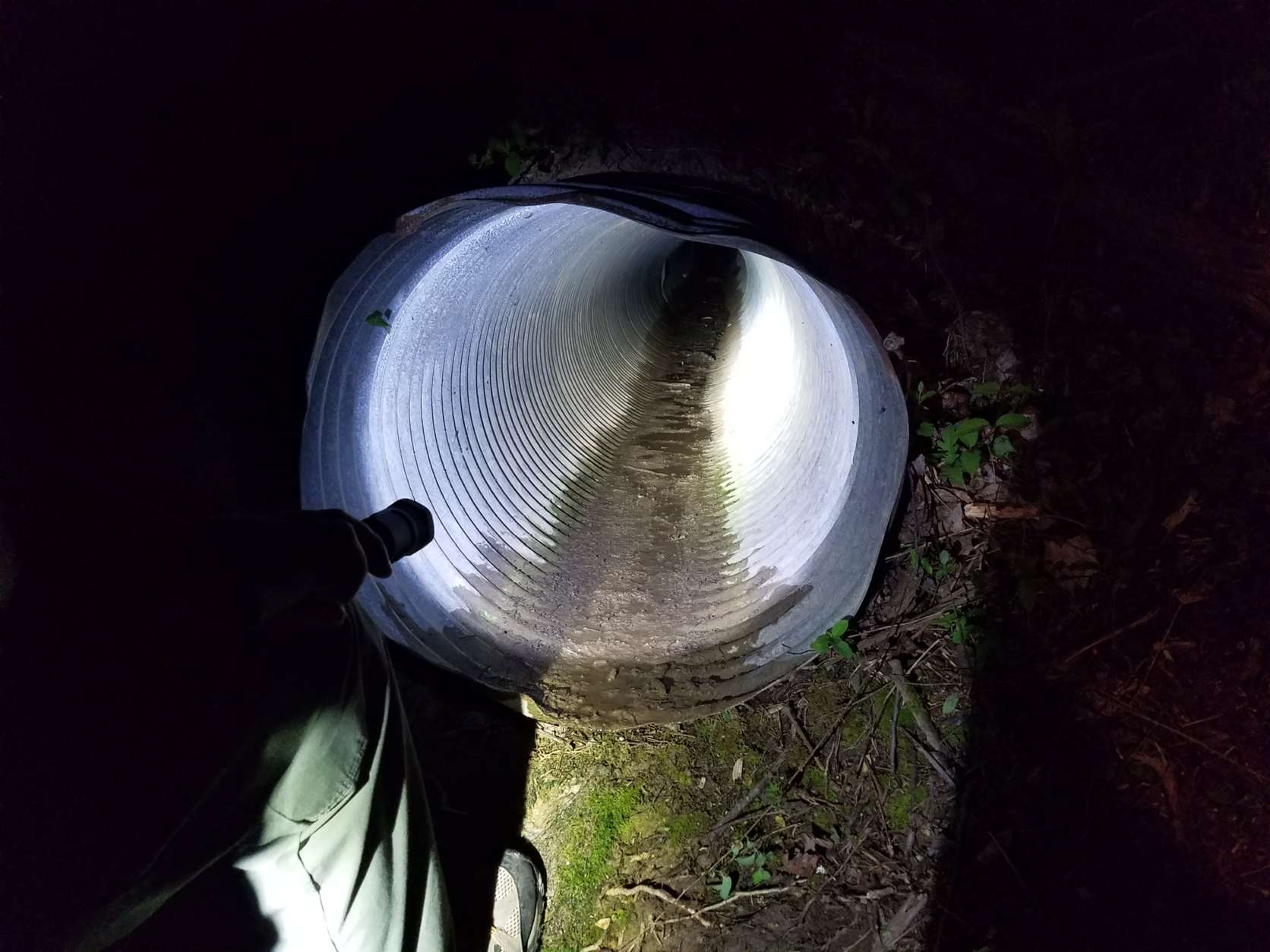 Escaped prisoner David Watson was hiding in this narrow drainage pipe when he apprehended Wednesday night. (Courtesy Howard Co. Police)