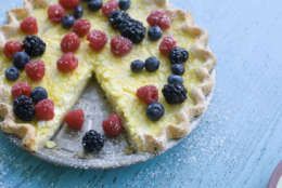 In this photo taken on July 3, 2012, a cottage cheese pie topped with fresh berries is shown in Concord, N.H. (AP Photo/Matthew Mead)