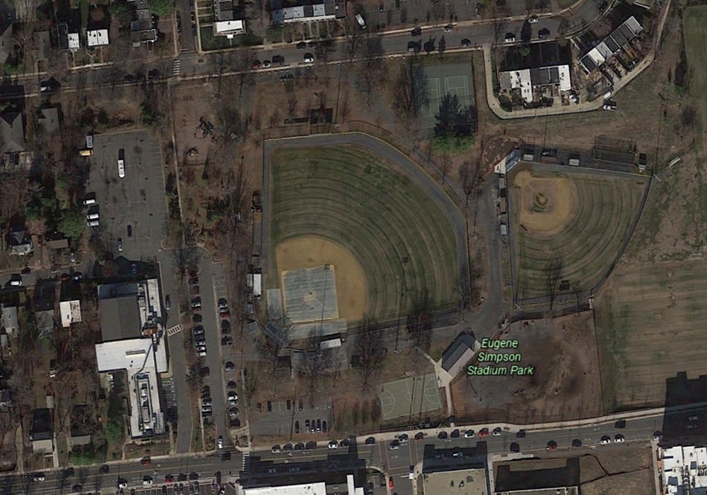 An aerial view of the ball park courtesy of Google Earth.