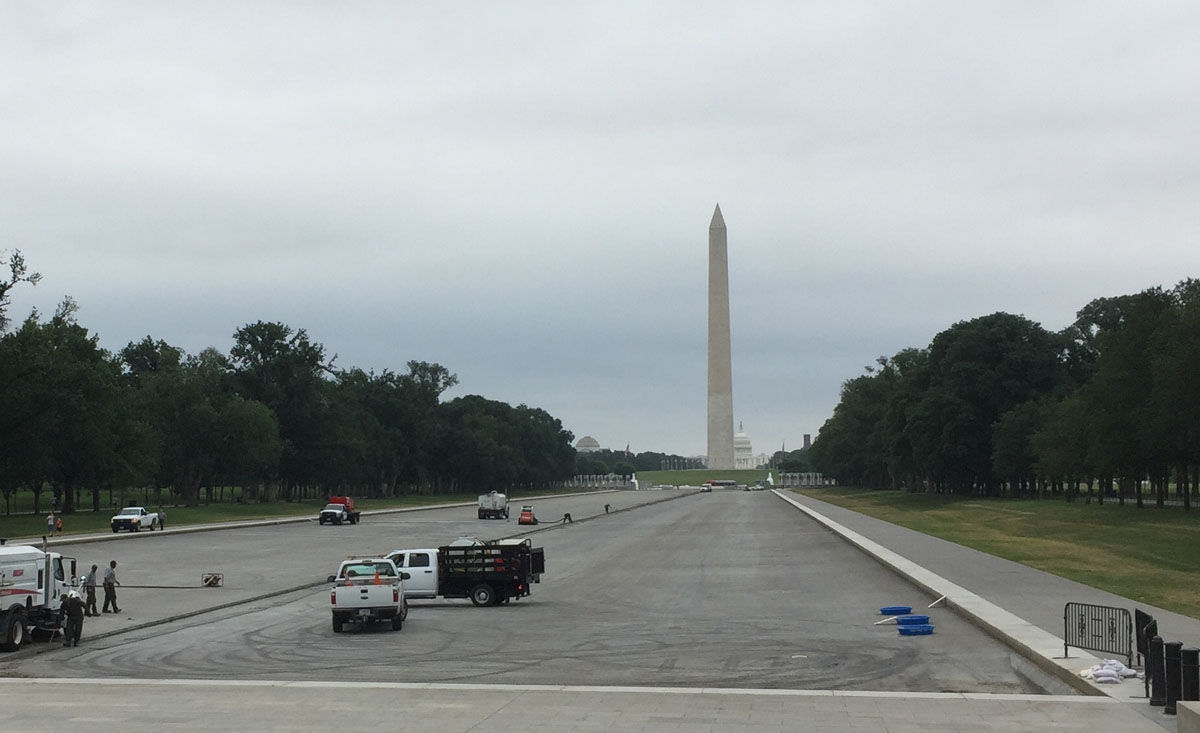 The National Park Service drained and cleaned the Lincoln Memorial Reflecting Pool after a parasite killed 80 ducklings there. (WTOP/Rich Johnson)