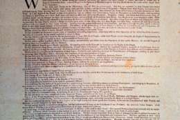 A 1776 copy of the Declaration of Independence, shown in this undated handout photograph,  was bought by television producer Norman Lear and Internet entrepreneur David Hayden, who plan to send the document on a national tour under the auspices of Lear's nonprofit organization, People for the American Way. (AP Photo)