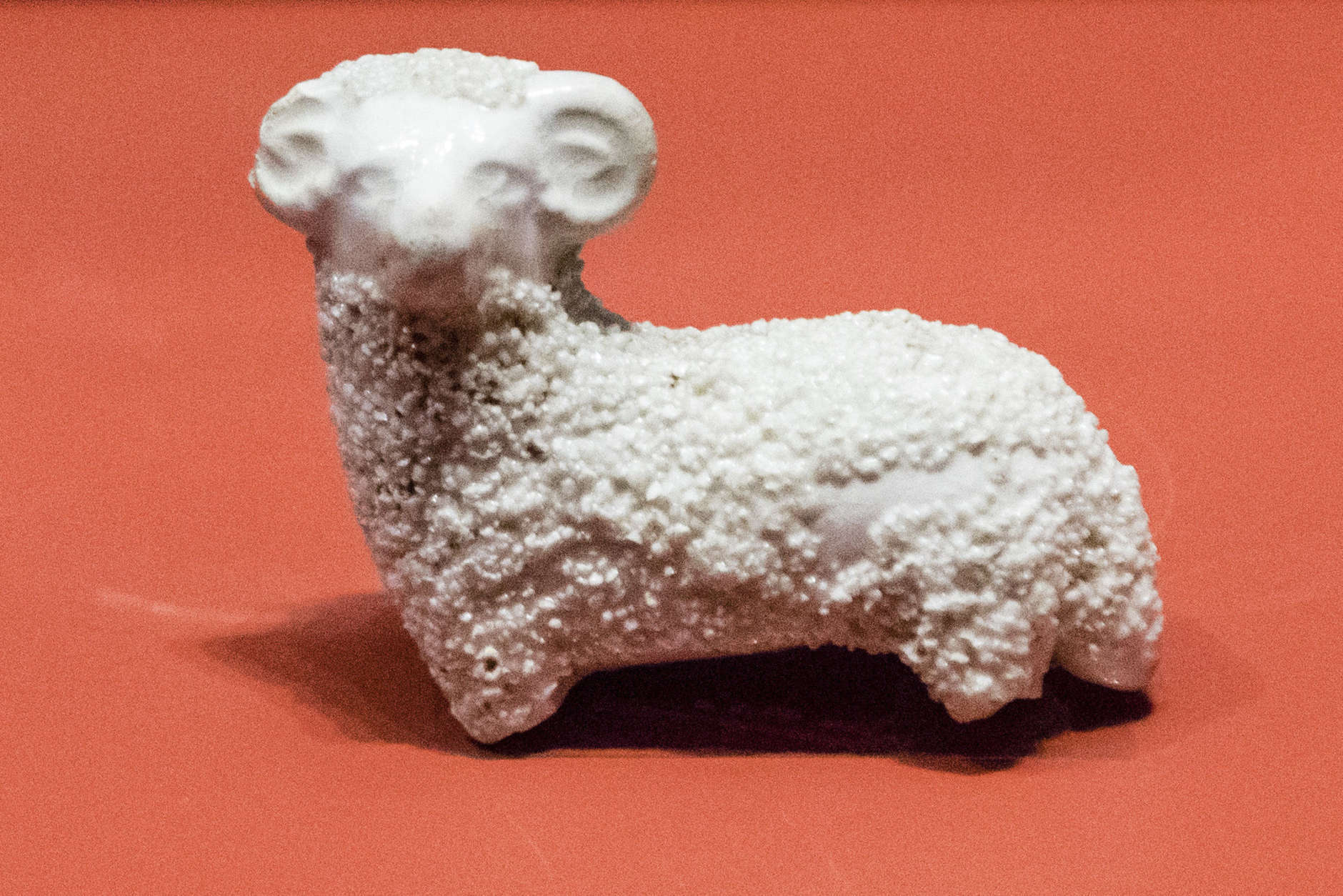 This Tuesday, April 4, 2017, photo shows a child's toy stoneware lamb excavated from a British Revolutionary War campsite near New York City, at the Museum of the American Revolution in Philadelphia. Approximately 10 percent of British soldiers who arrived in New York in 1776 had their wives and children with them. (AP Photo/Matt Rourke)
