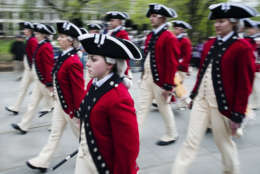 Members of the 3rd U.S. Infantry Regiment Fife and Drum Corp march during opening ceremonies for the Museum of the American Revolution in Philadelphia, Wednesday, April 19, 2017. (AP Photo/Matt Rourke)
