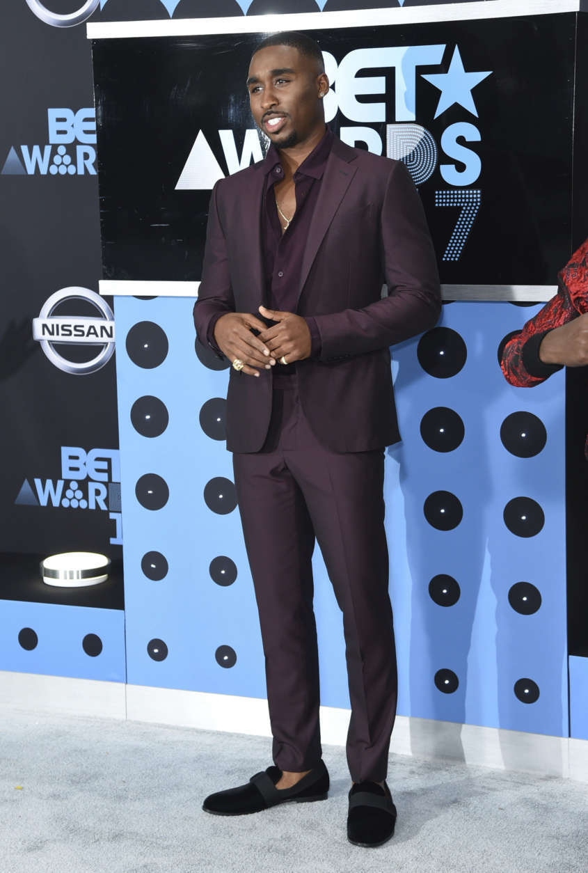 Demetrius Shipp Jr. arrives at the BET Awards at the Microsoft Theater on Sunday, June 25, 2017, in Los Angeles. (Photo by Richard Shotwell/Invision/AP)