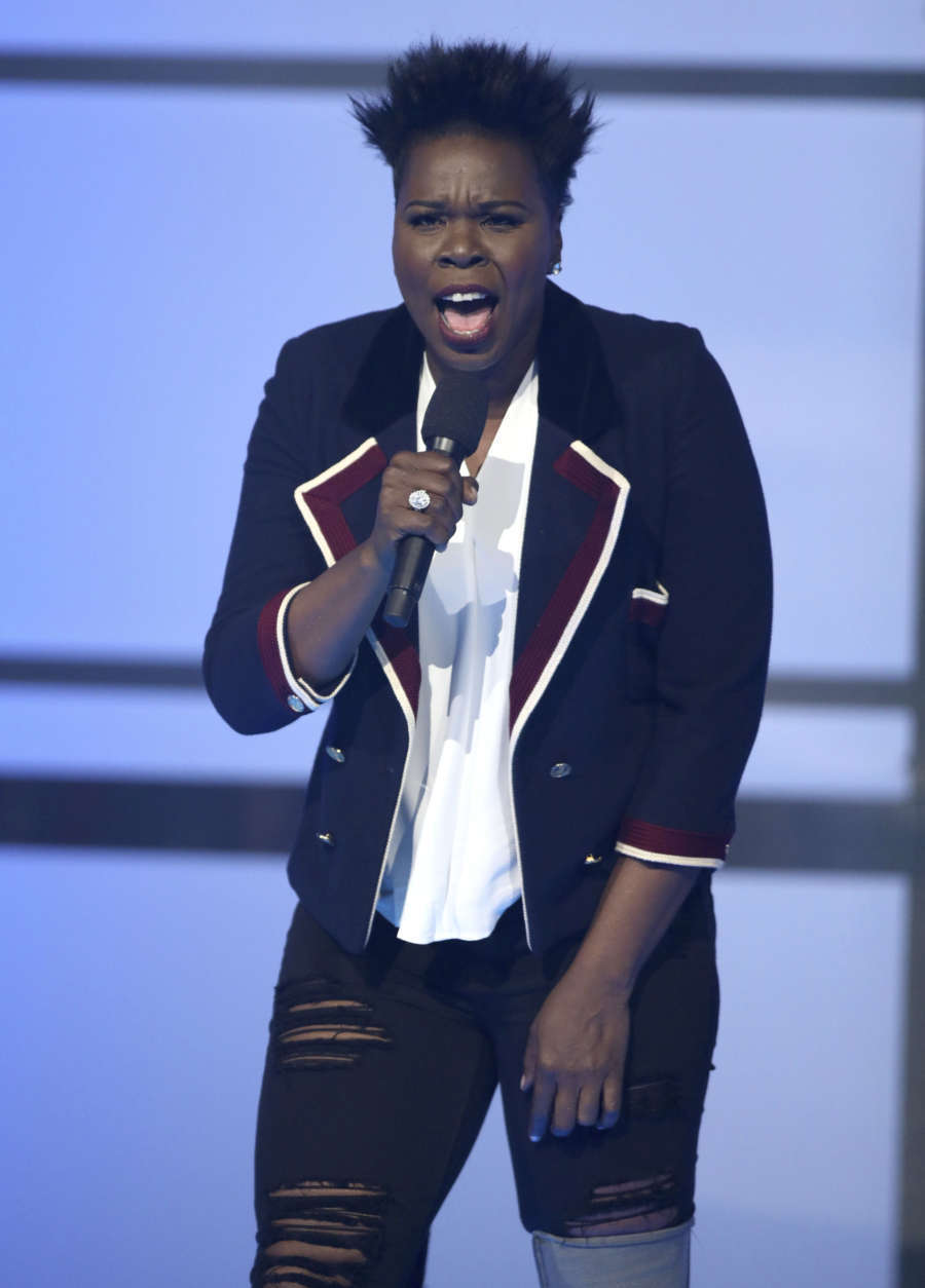 Host Leslie Jones speaks at the BET Awards at the Microsoft Theater on Sunday, June 25, 2017, in Los Angeles. (Photo by Matt Sayles/Invision/AP)